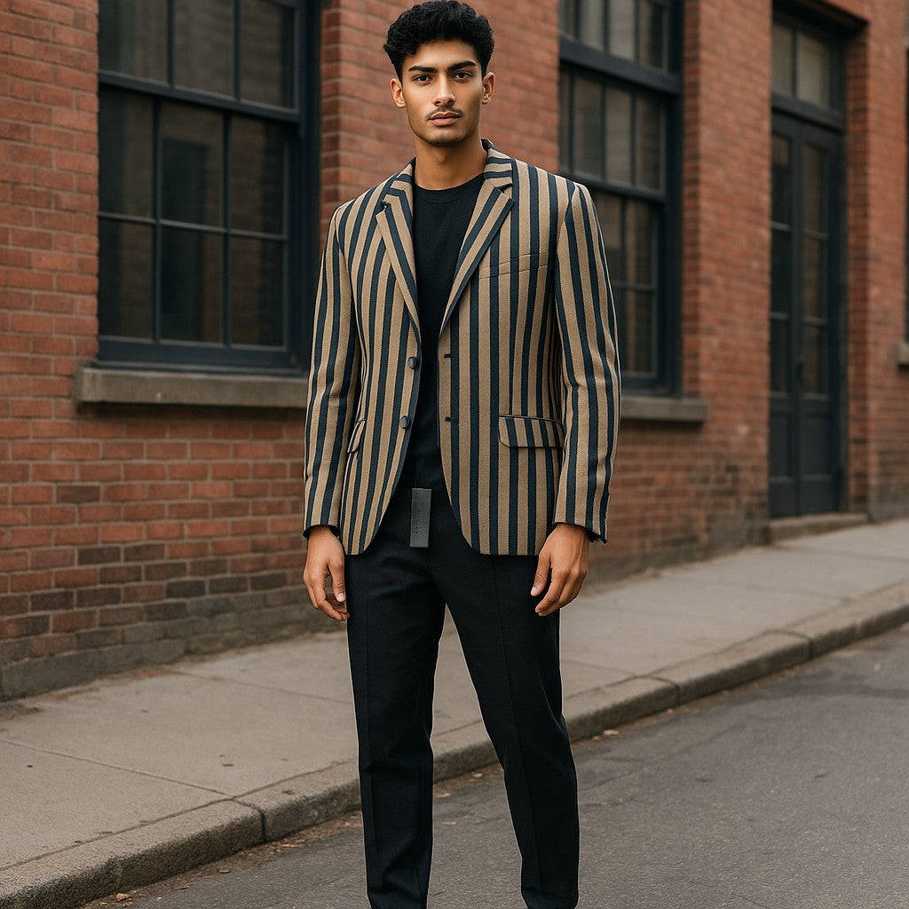 ANTONY MORATO Men Blazer S Brown Super Slim Fit Pinstriped Notch Single-Breasted