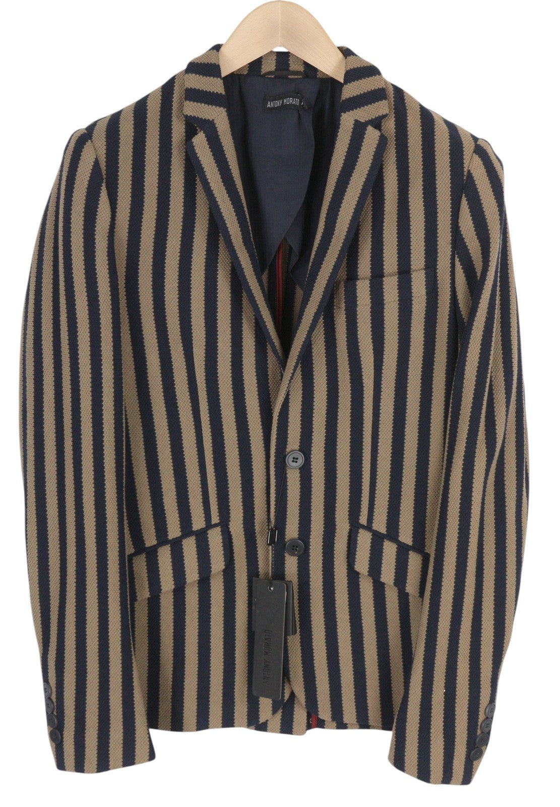 ANTONY MORATO Men Blazer S Brown Super Slim Fit Pinstriped Notch Single-Breasted