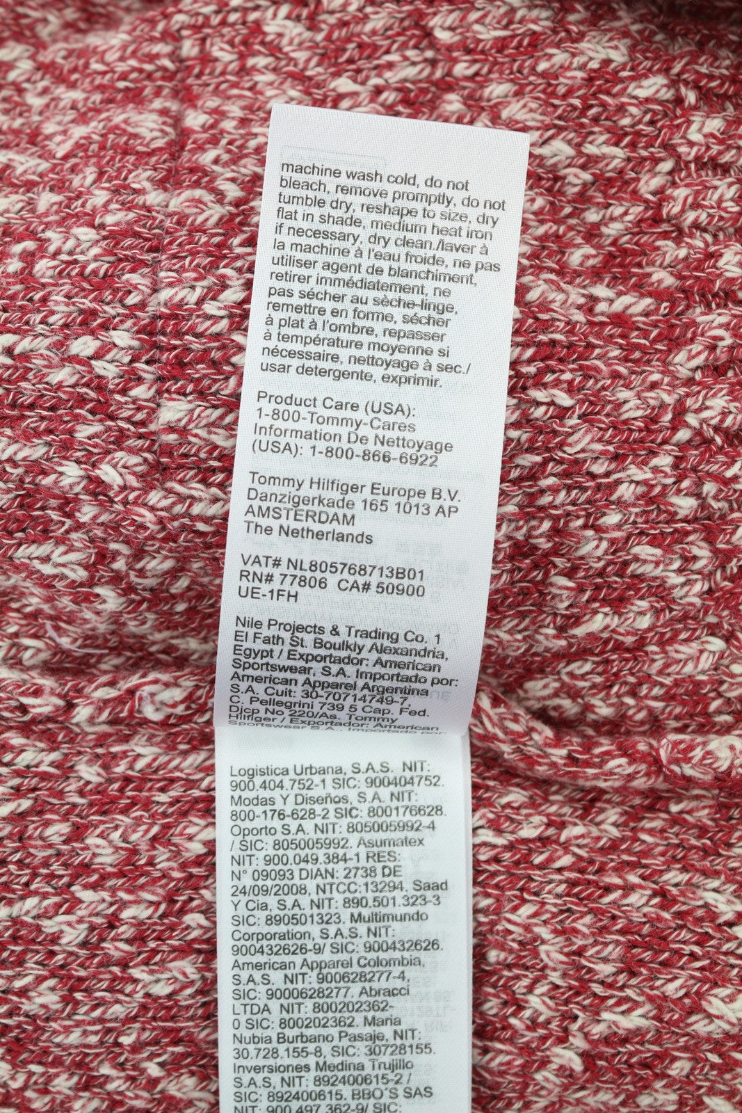 TOMMY HILFIGER Slub Yarn C NK Men Jumper S Red Melange Knit Pullover RRP€149