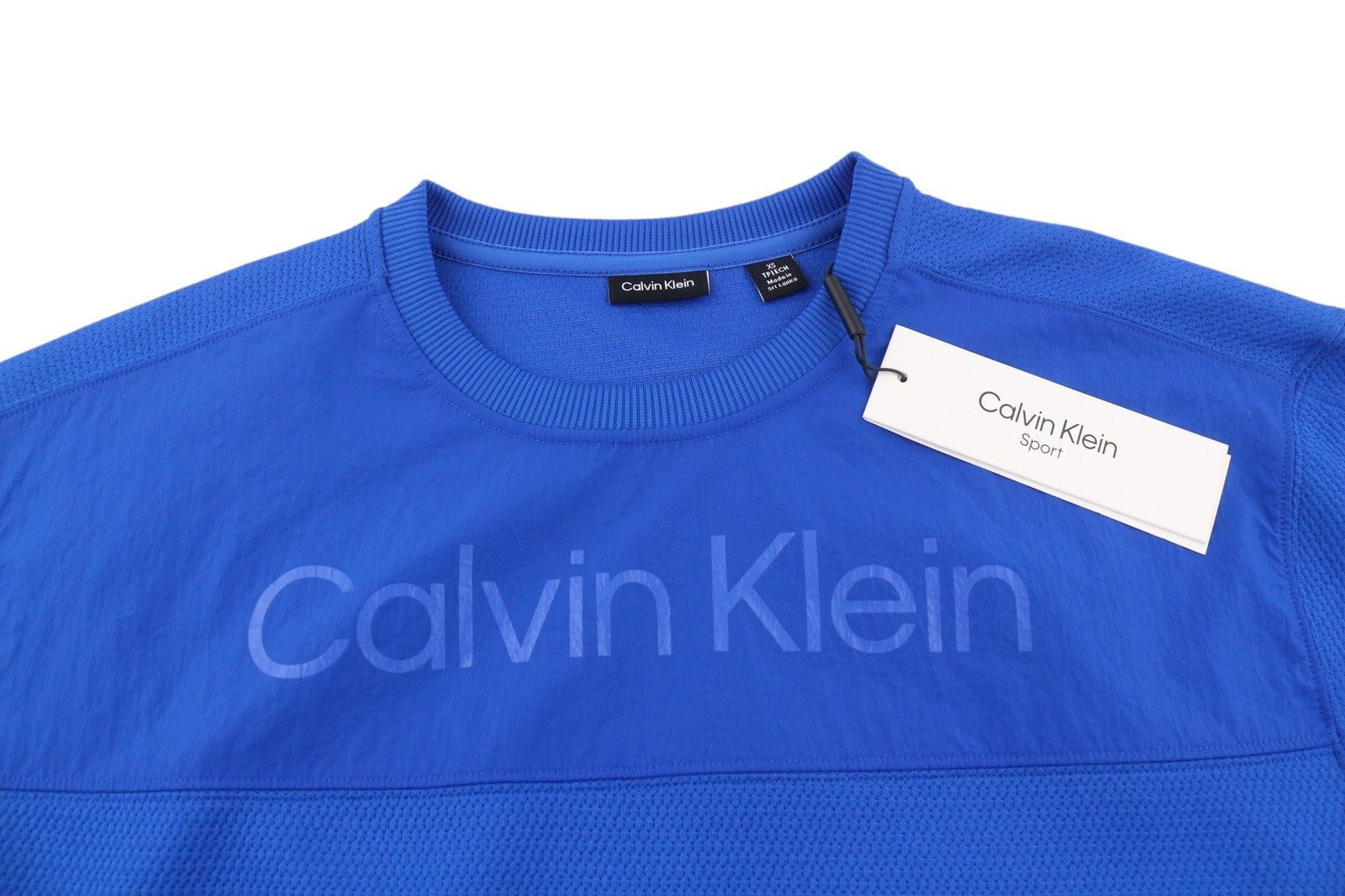 CALVIN KLEIN Men Sweatshirt XS Blue Sport Crew Collar Logo Pullover RRP€109