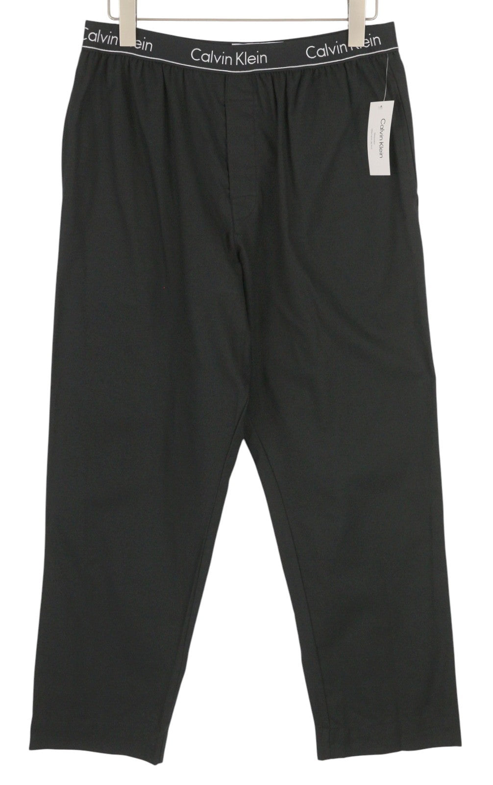 CALVIN KLEIN Men Trousers L Black Elastic Waist Tricot Stretch Logo Sleepwear