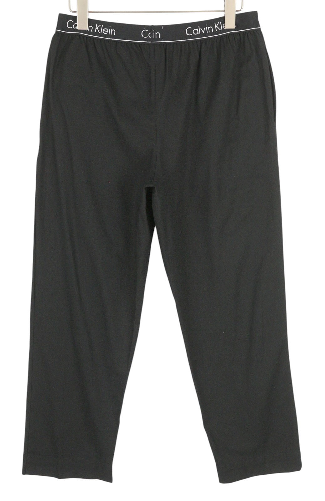 CALVIN KLEIN Men Trousers L Black Elastic Waist Tricot Stretch Logo Sleepwear
