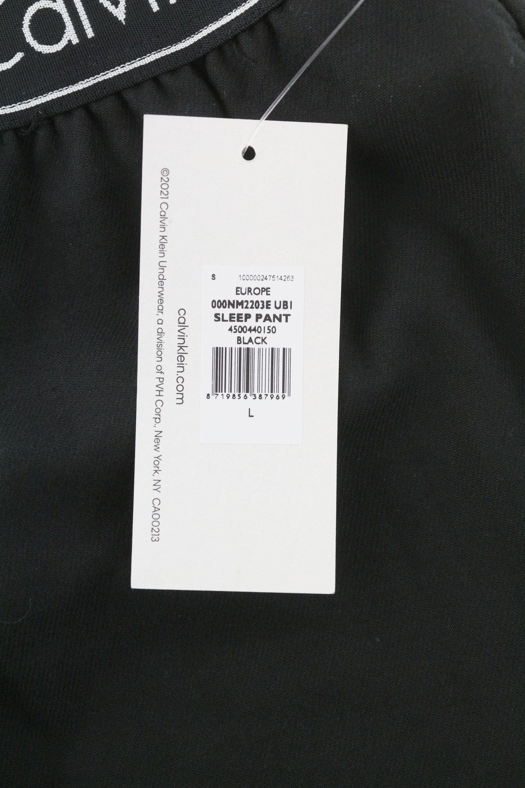 CALVIN KLEIN Men Trousers L Black Elastic Waist Tricot Stretch Logo Sleepwear