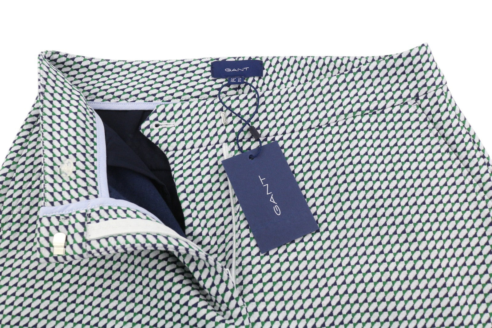 GANT Geo Jersey Cigarette Women Trousers EU38 Light Green Patterned Slim Fit