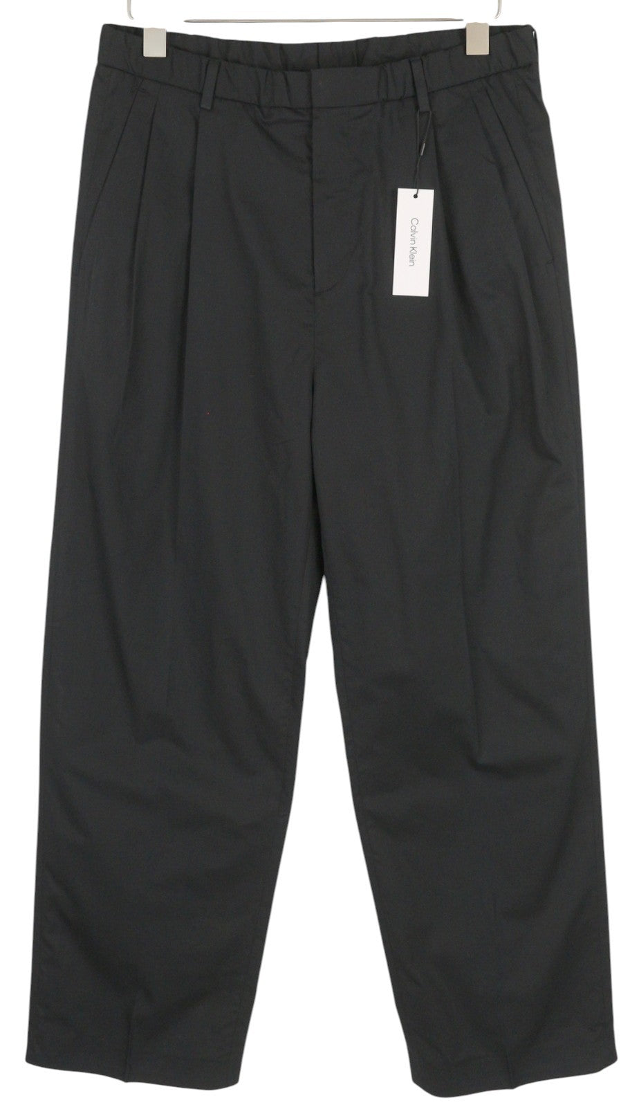CALVIN KLEIN Cotton Seacell Modern Men Trousers M Black Pleated Chino RRP€139