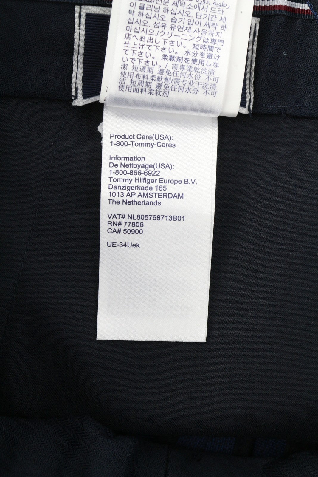 TOMMY HILFIGER Micro Structure Men Trousers W31 Blue THFlex Wool Blend Slim Fit