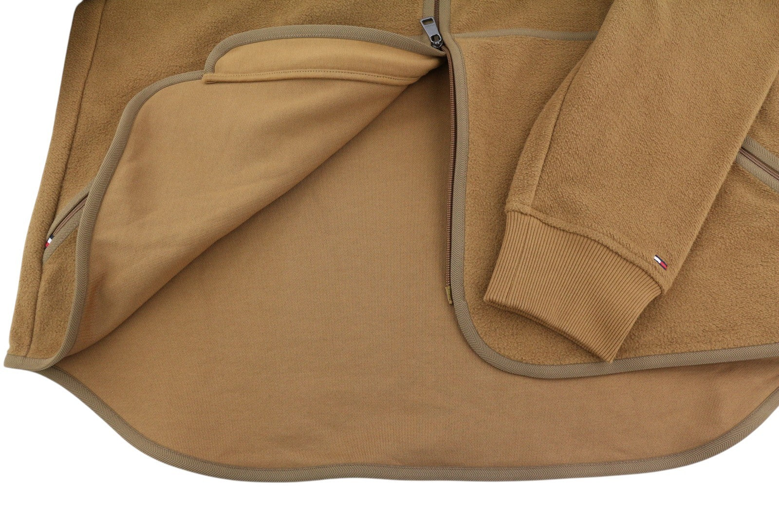 TOMMY HILFIGER Archive Fit Men Sweatshirt M Brown Fleece Full Zip High Neck