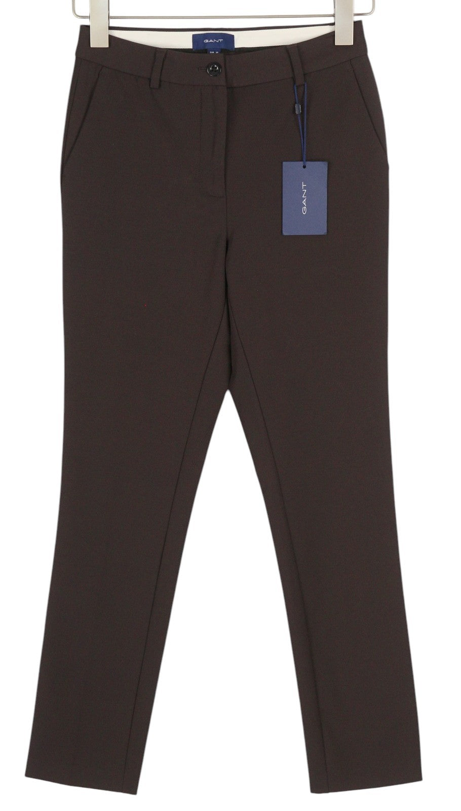 GANT Stretched Tapered Women Trousers EU34 Black Coffee Zip Fly Ankle Classic