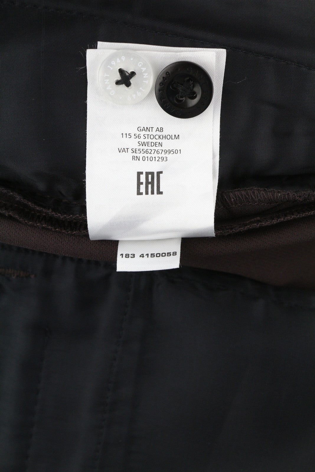 GANT Stretched Tapered Women Trousers EU34 Black Coffee Zip Fly Ankle Classic