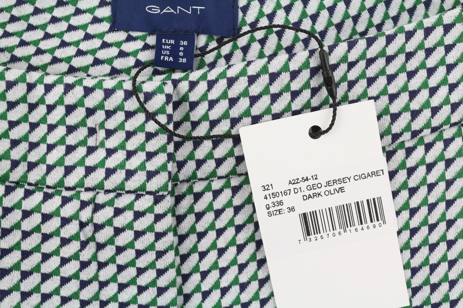 GANT Geo Jersey Women Suit EU36 Grey Patterned Single-Breasted Notch Lapel 2in1