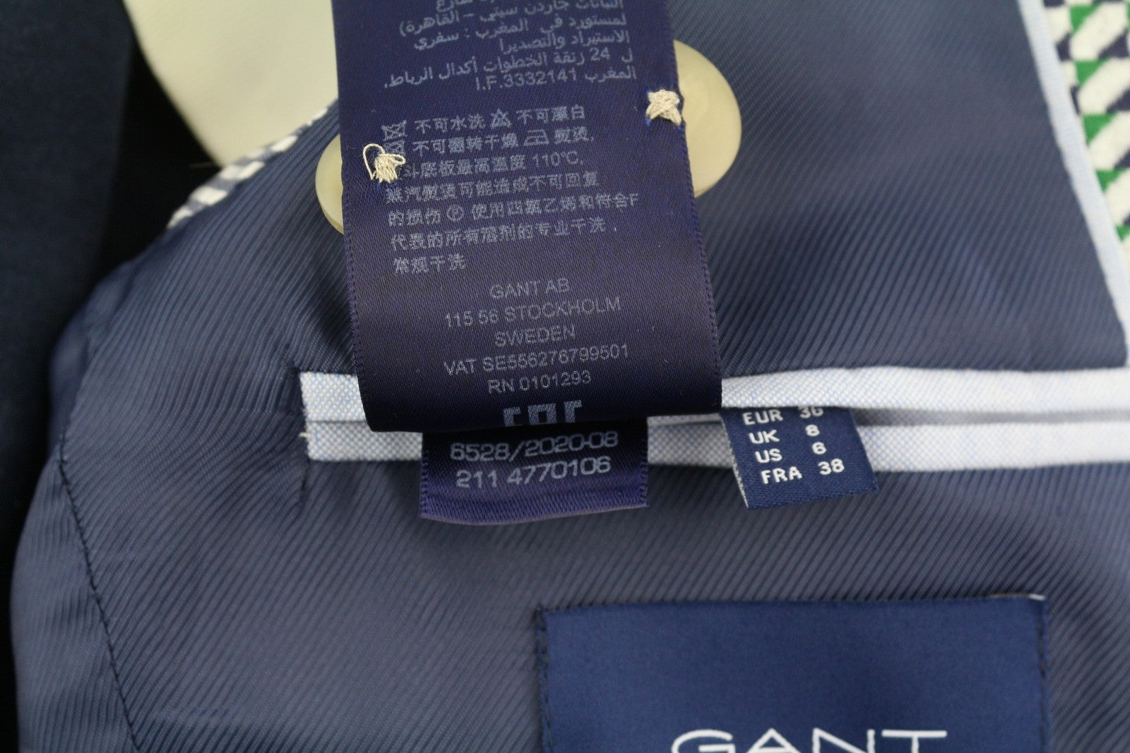 GANT Geo Jersey Women Suit EU36 Grey Patterned Single-Breasted Notch Lapel 2in1