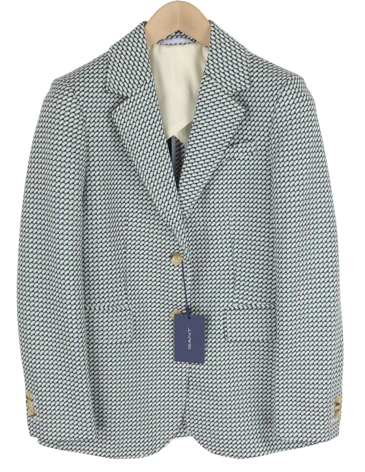 GANT Geo Jersey Women Suit EU36 Grey Patterned Single-Breasted Notch Lapel 2in1