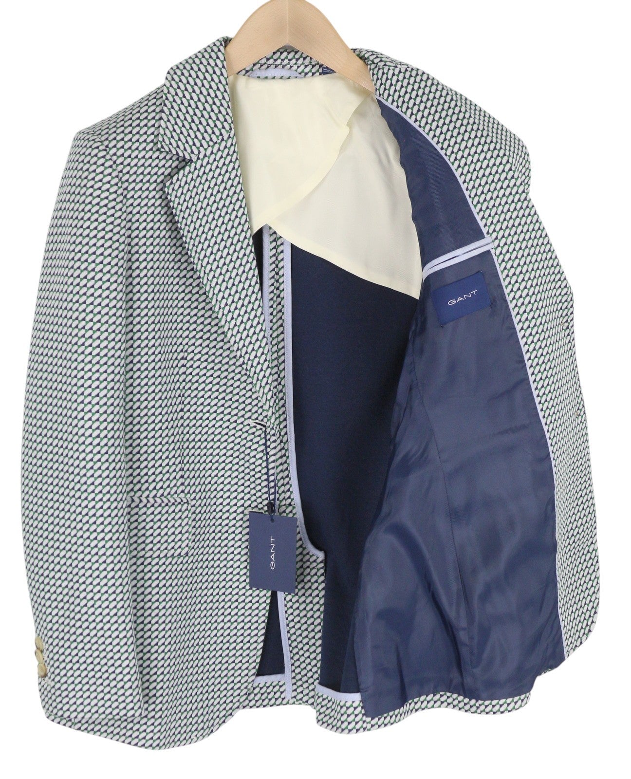 GANT Geo Jersey Women Suit EU36 Grey Patterned Single-Breasted Notch Lapel 2in1