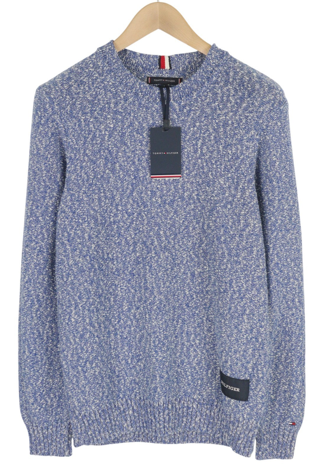TOMMY HILFIGER Slub Yarn C NK Men Jumper S Blue Melange Knit Pullover RRP€149