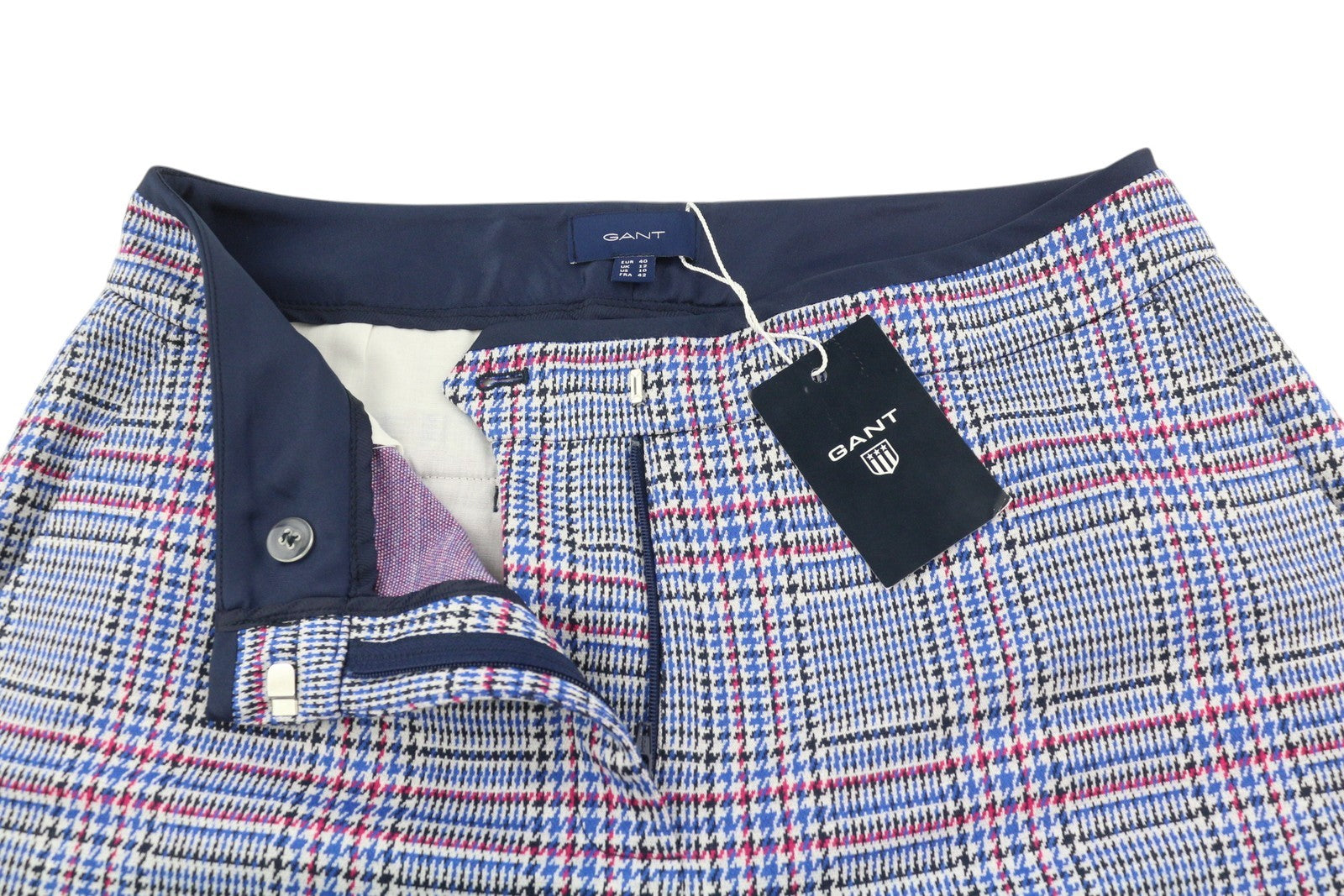 GANT Check Jersey Cigarette Women Trousers EU40 Slim Fit Cropped Ankle Legs