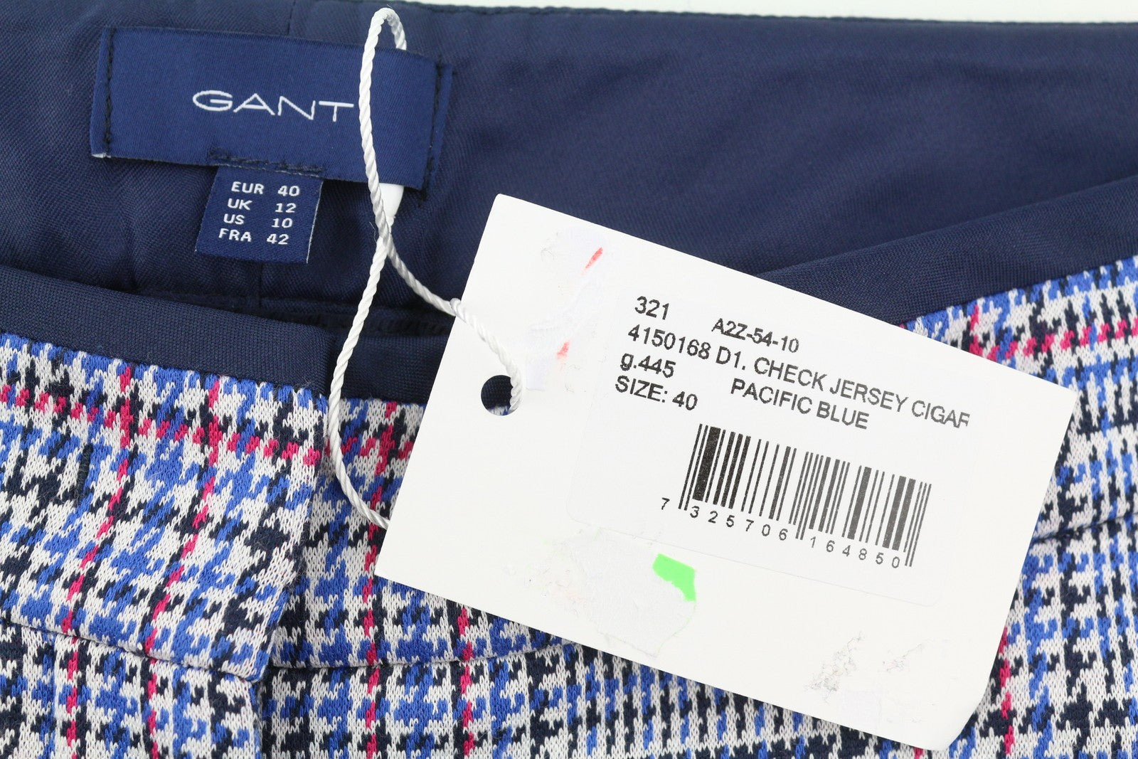 GANT Check Jersey Cigarette Women Trousers EU40 Slim Fit Cropped Ankle Legs