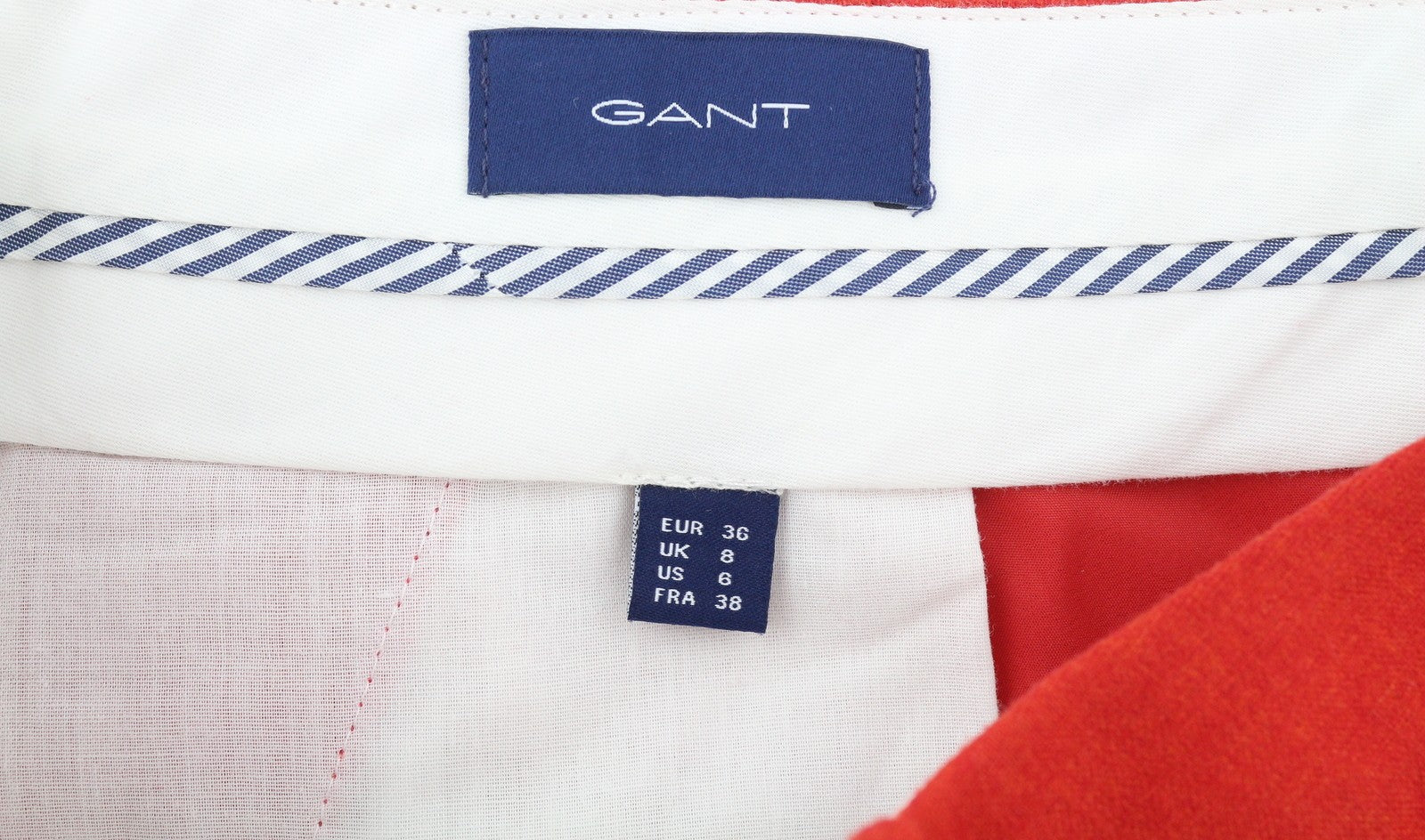 GANT Wool Classic Women Trousers EU36 Red Cropped Ankle Length Tapered Zip Fly