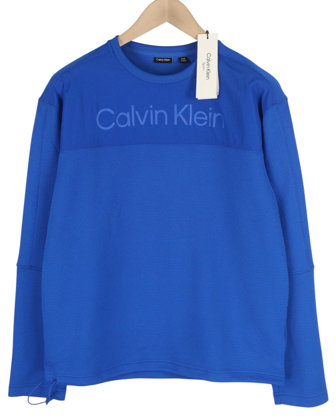CALVIN KLEIN Men Sweatshirt XS Blue Sport Crew Neck Front Logo Pullover RRP€109