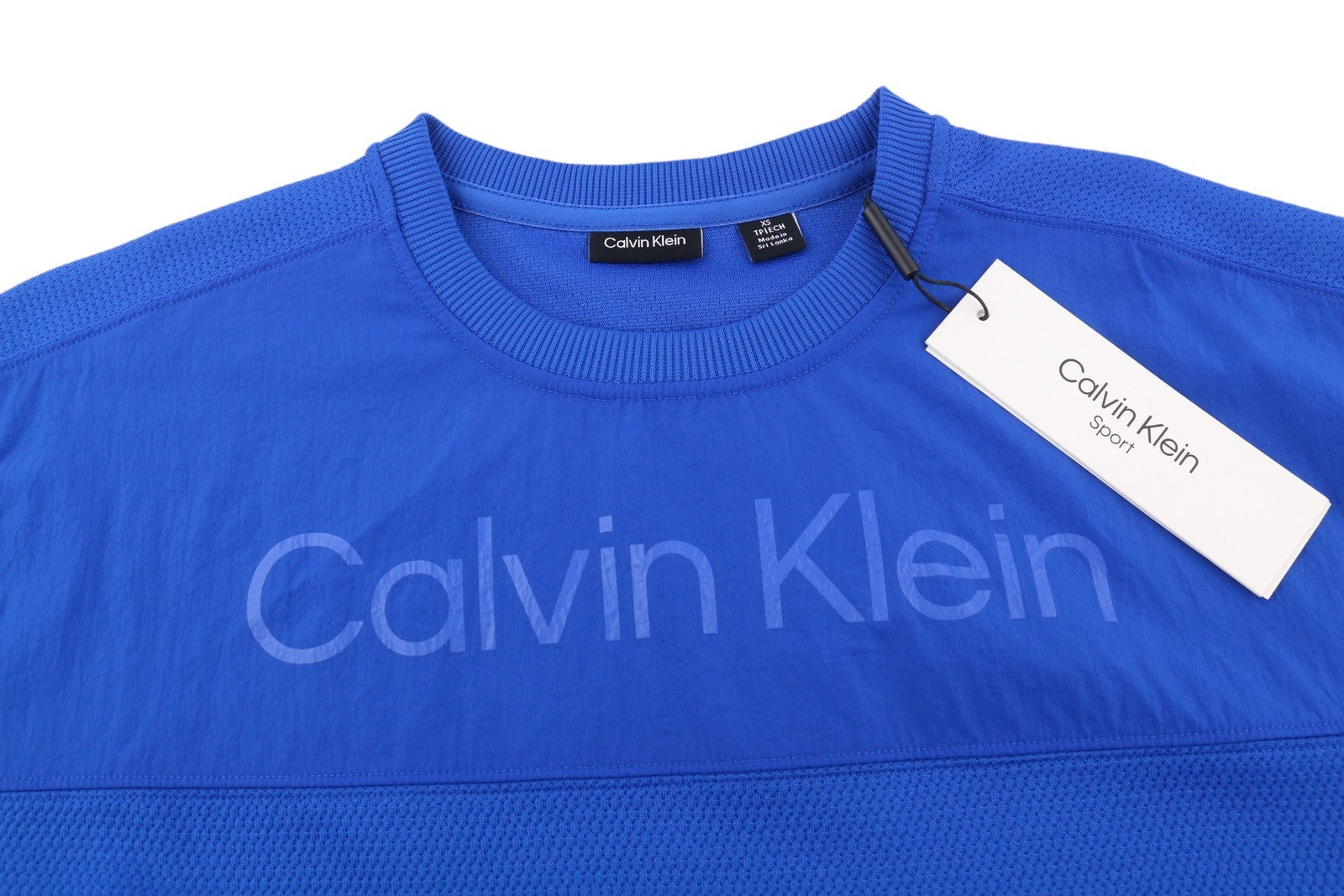 CALVIN KLEIN Men Sweatshirt XS Blue Sport Crew Neck Front Logo Pullover RRP€109