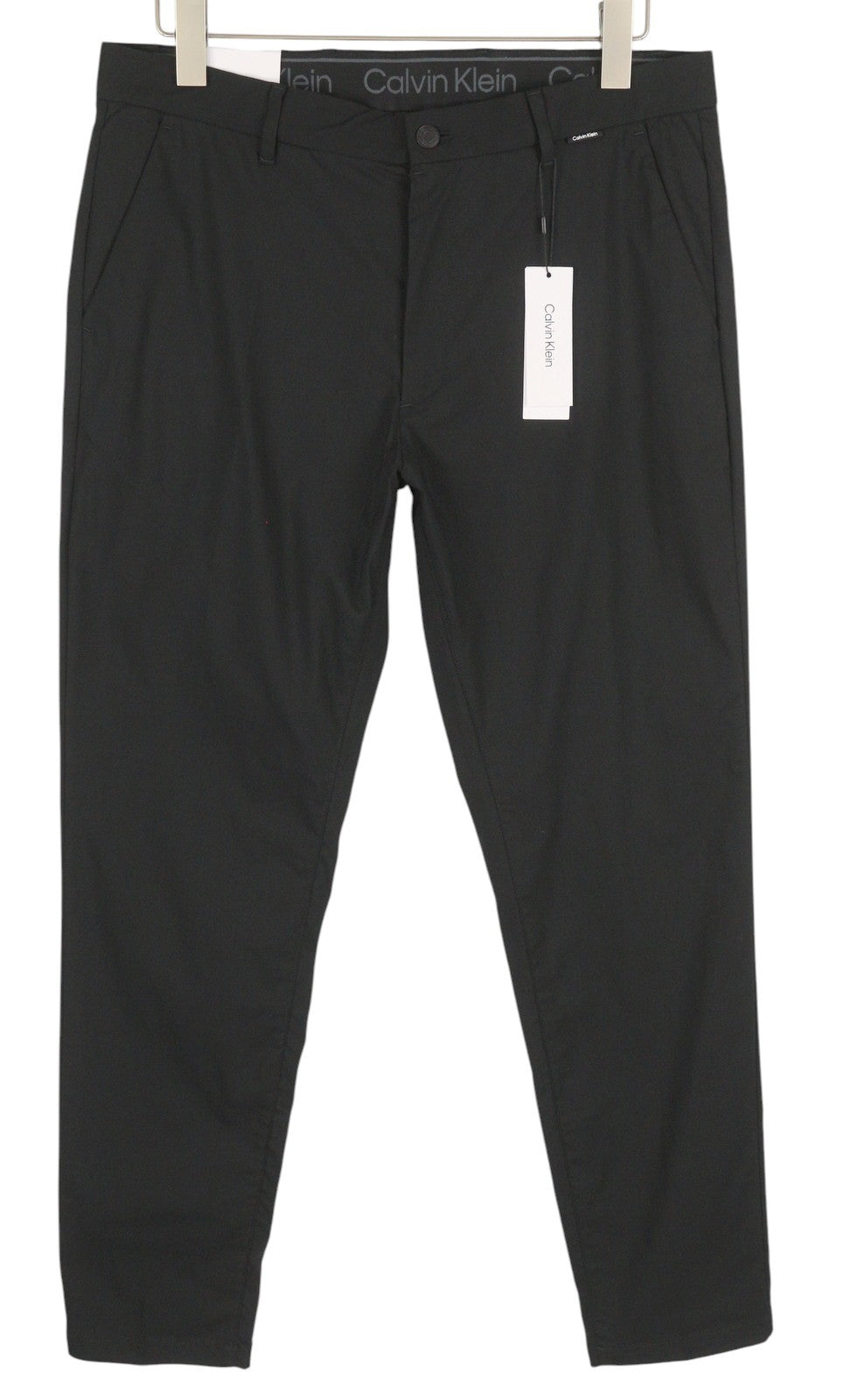 CALVIN KLEIN Tech Cotton Stretch Slim Men Trousers M Black Slim Fit Zip Casual