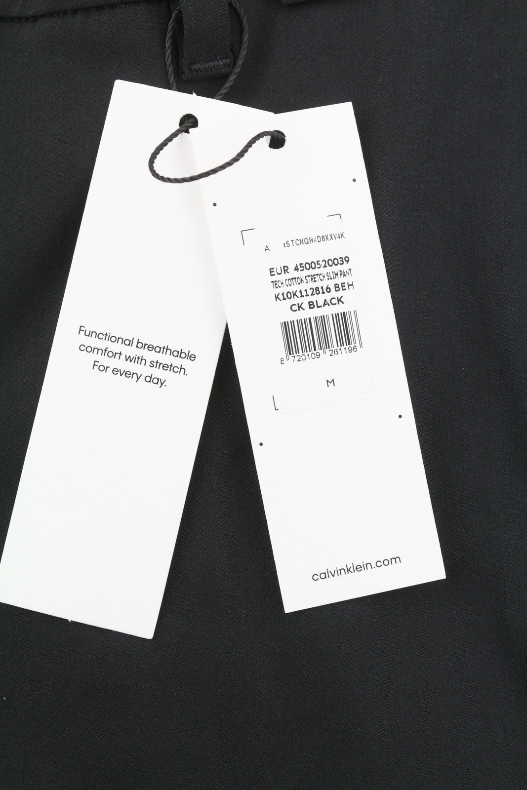 CALVIN KLEIN Tech Cotton Stretch Slim Men Trousers M Black Slim Fit Zip Casual