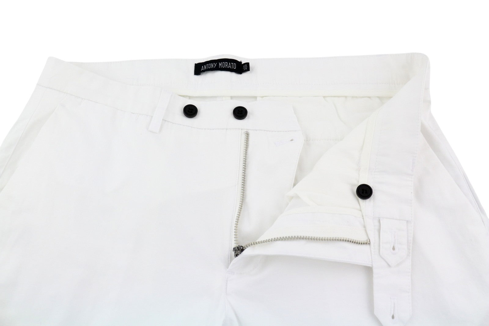 ANTONY MORATO Men Trousers W34 White Chino Slim Fit Flat Front Zip Fly Casual