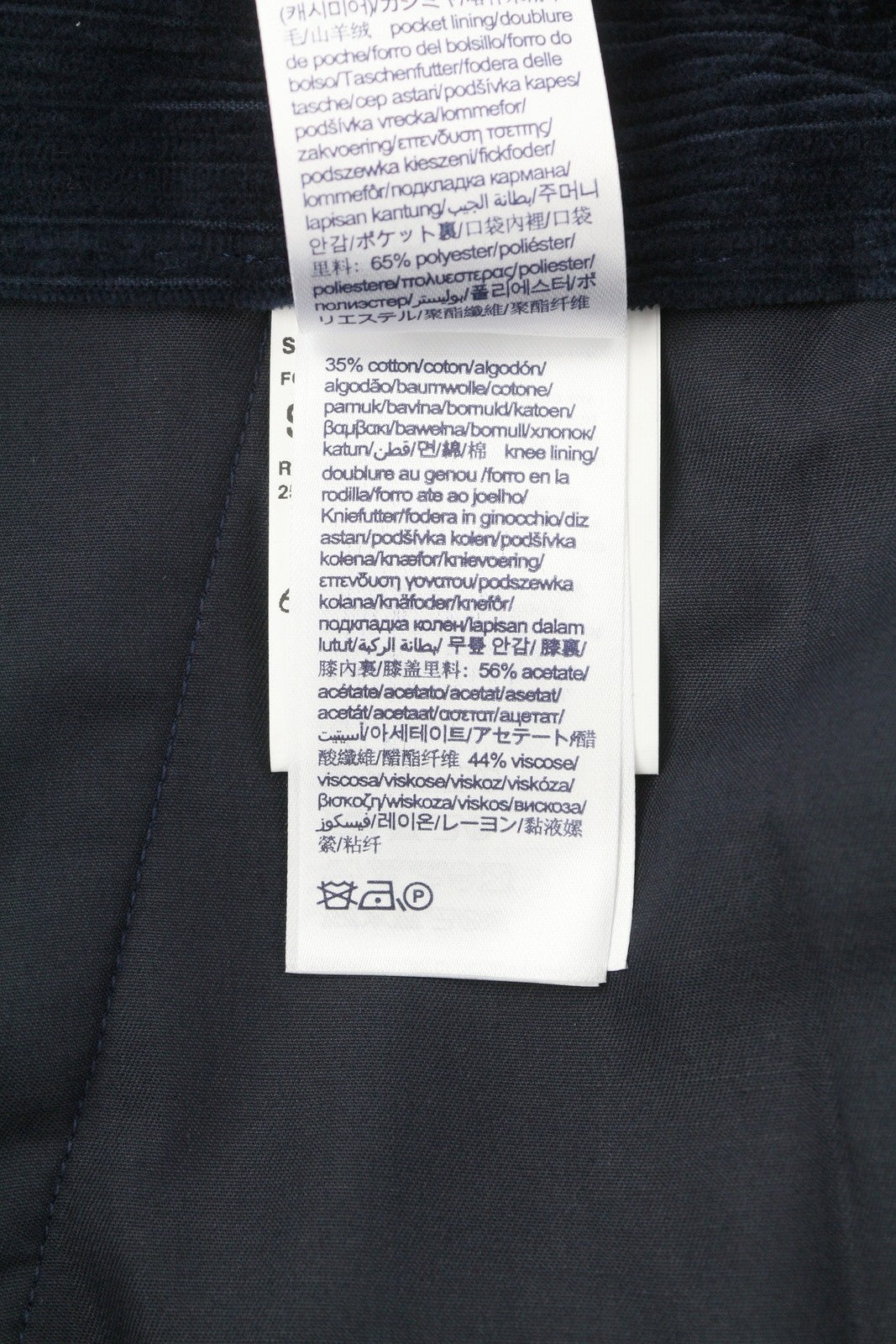 TOMMY HILFIGER Rock Velvet Cashmere Men Trousers W36 Blue Corduroy Slim Fit