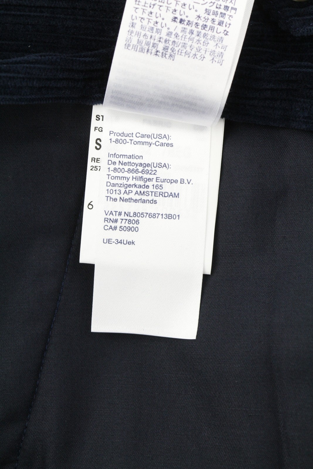 TOMMY HILFIGER Rock Velvet Cashmere Men Trousers W36 Blue Corduroy Slim Fit