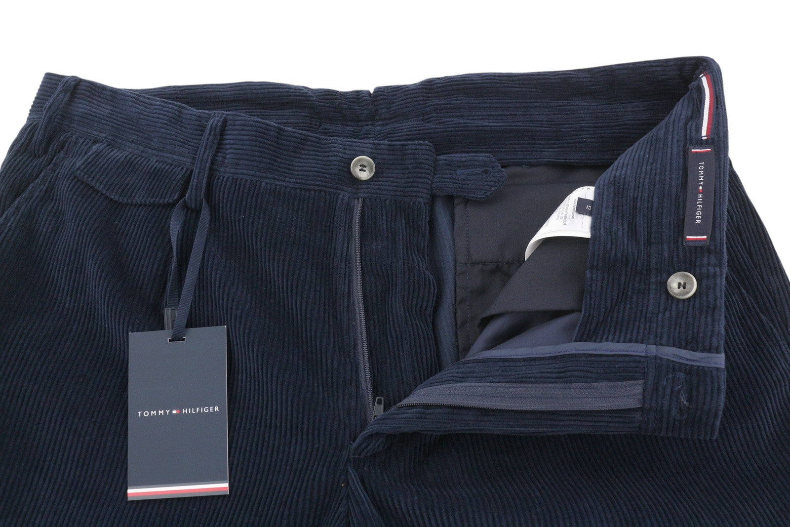 TOMMY HILFIGER Rock Velvet Cashmere Men Trousers W36 Blue Corduroy Slim Fit