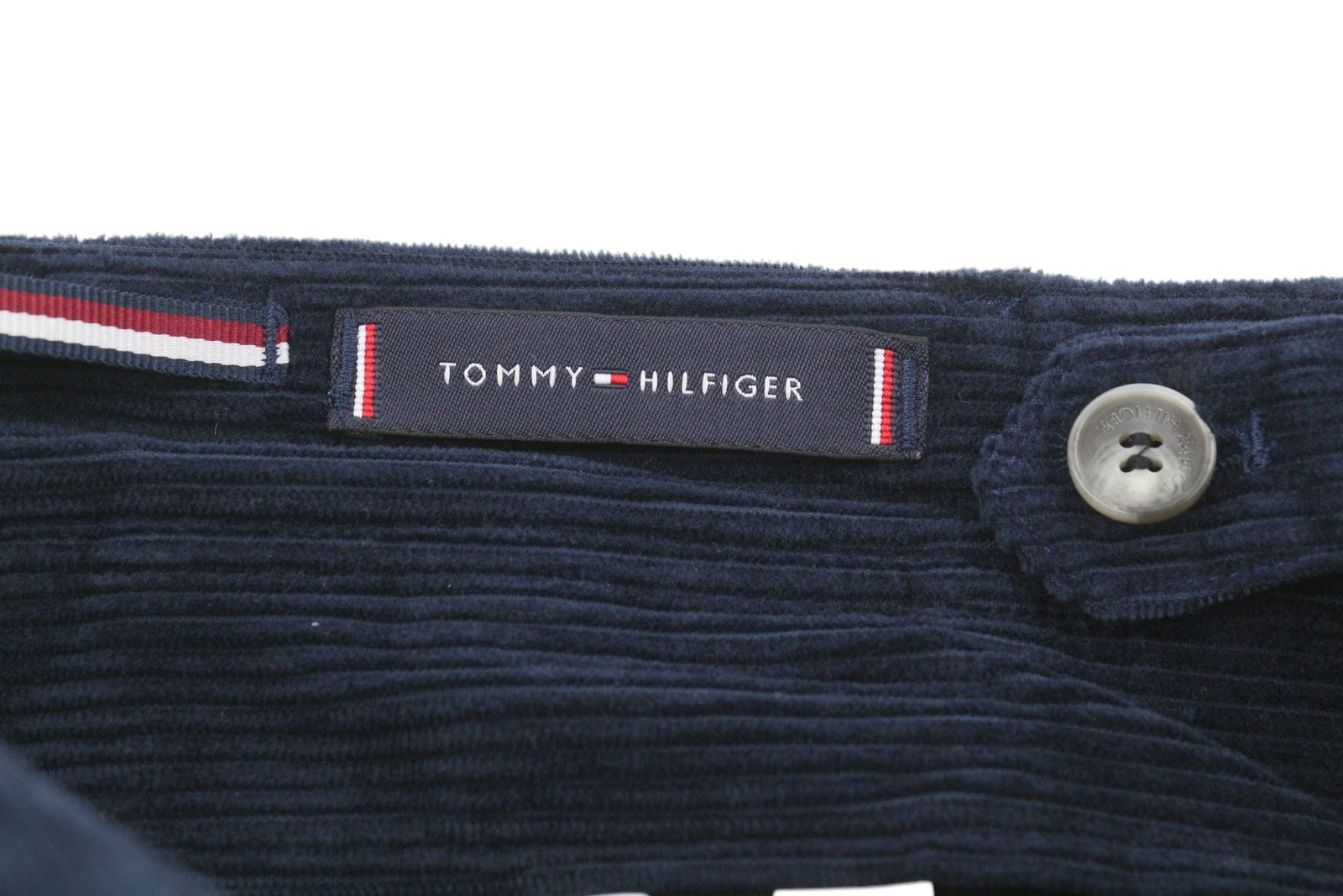 TOMMY HILFIGER Rock Velvet Cashmere Men Trousers W36 Blue Corduroy Slim Fit