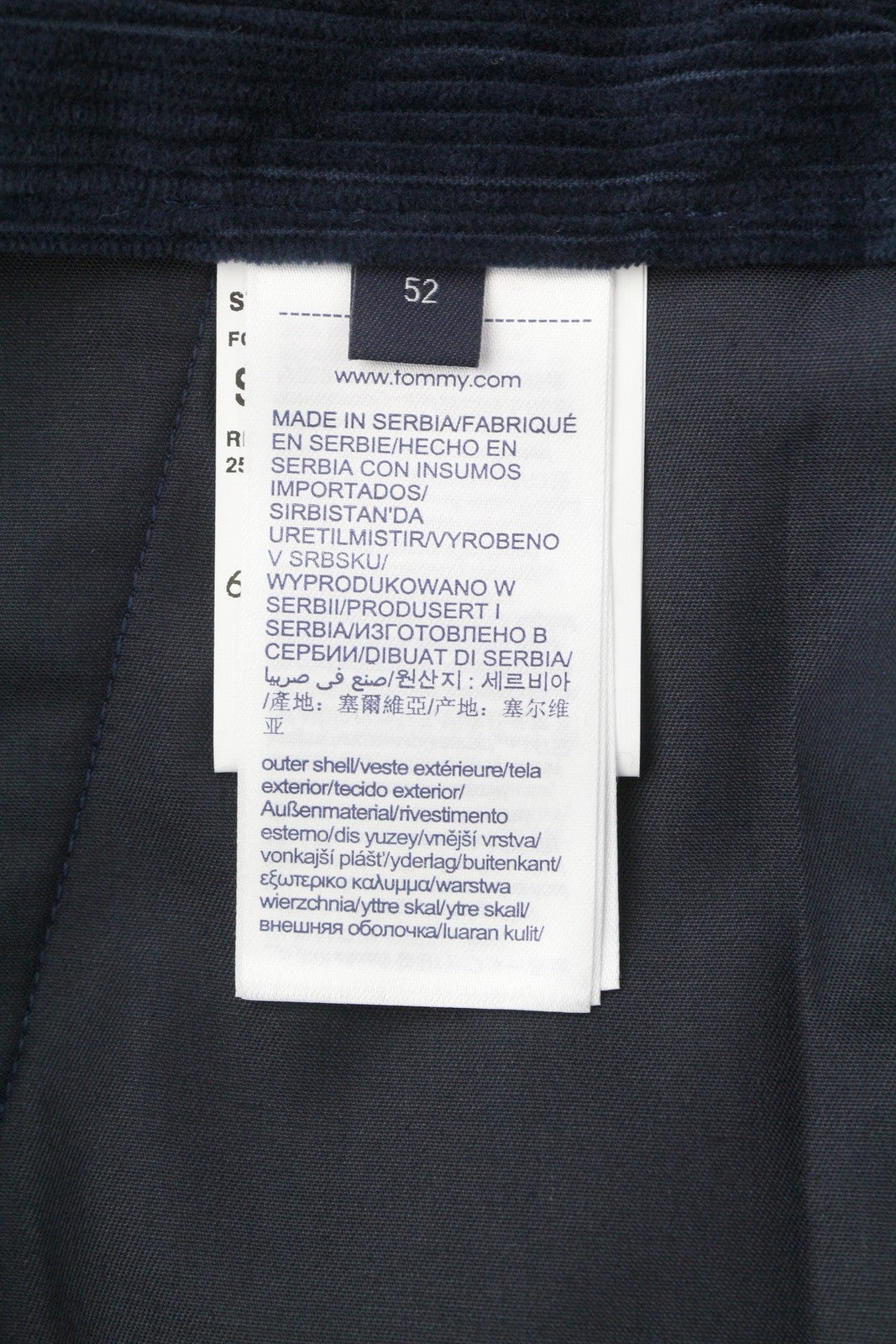 TOMMY HILFIGER Rock Velvet Cashmere Men Trousers W36 Blue Corduroy Slim Fit