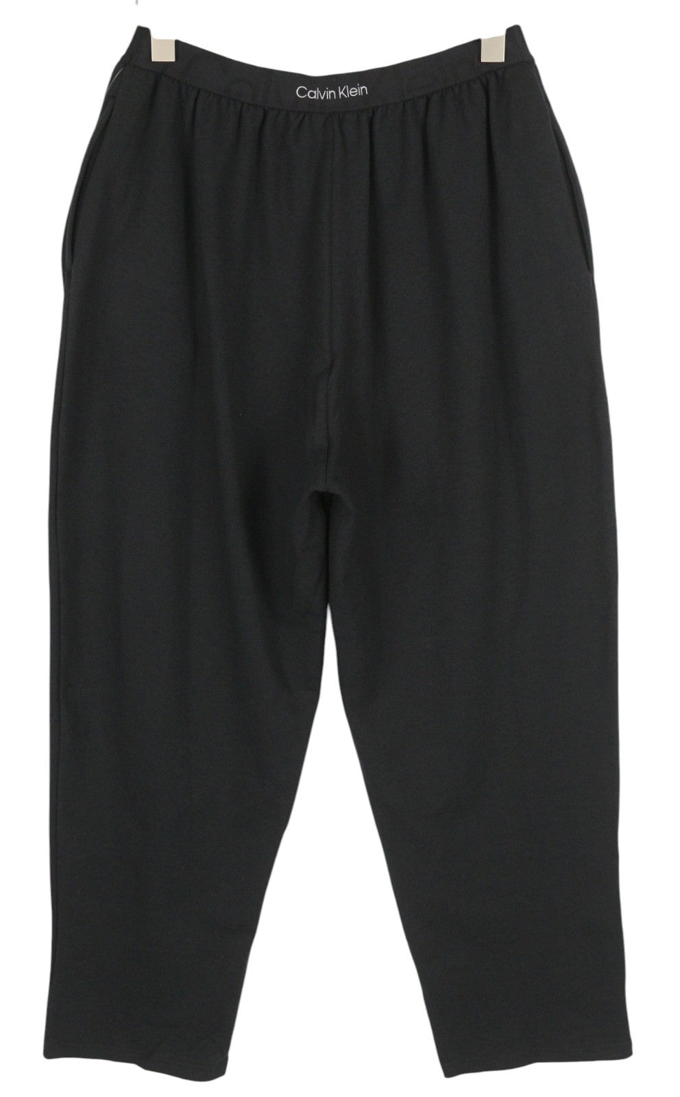 CALVIN KLEIN Men Trousers M Black Elastic Waist Tricot Stretch Logo Sleepwear