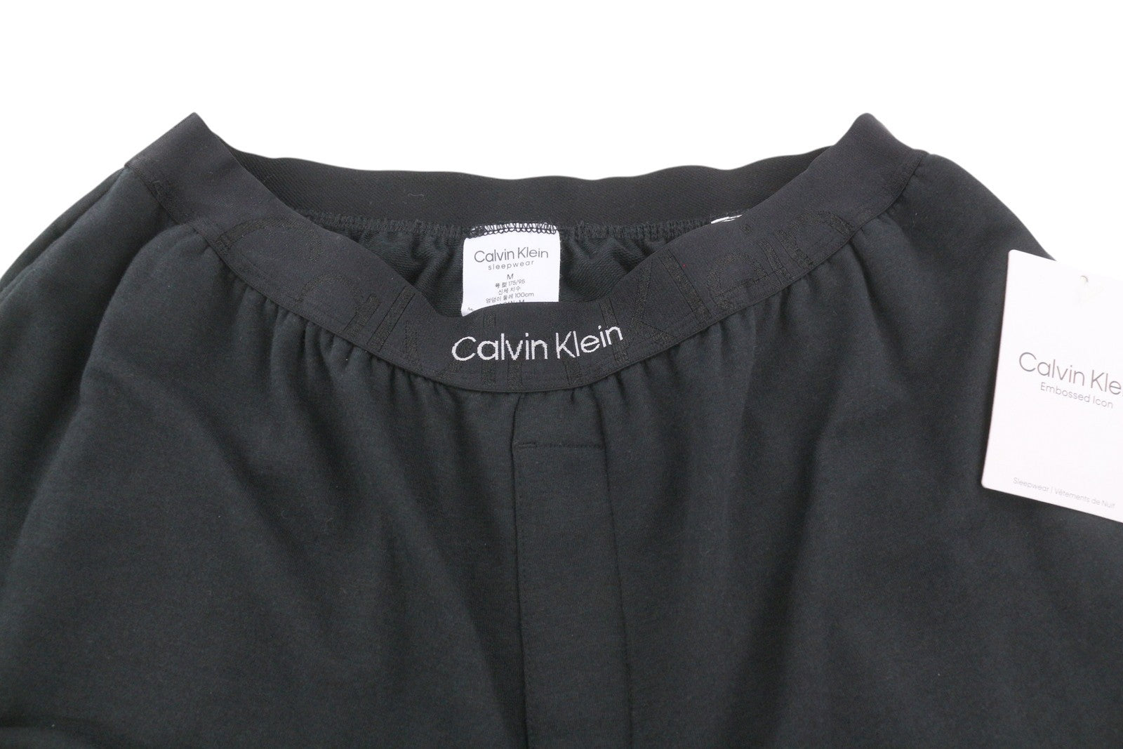 CALVIN KLEIN Men Trousers M Black Elastic Waist Tricot Stretch Logo Sleepwear