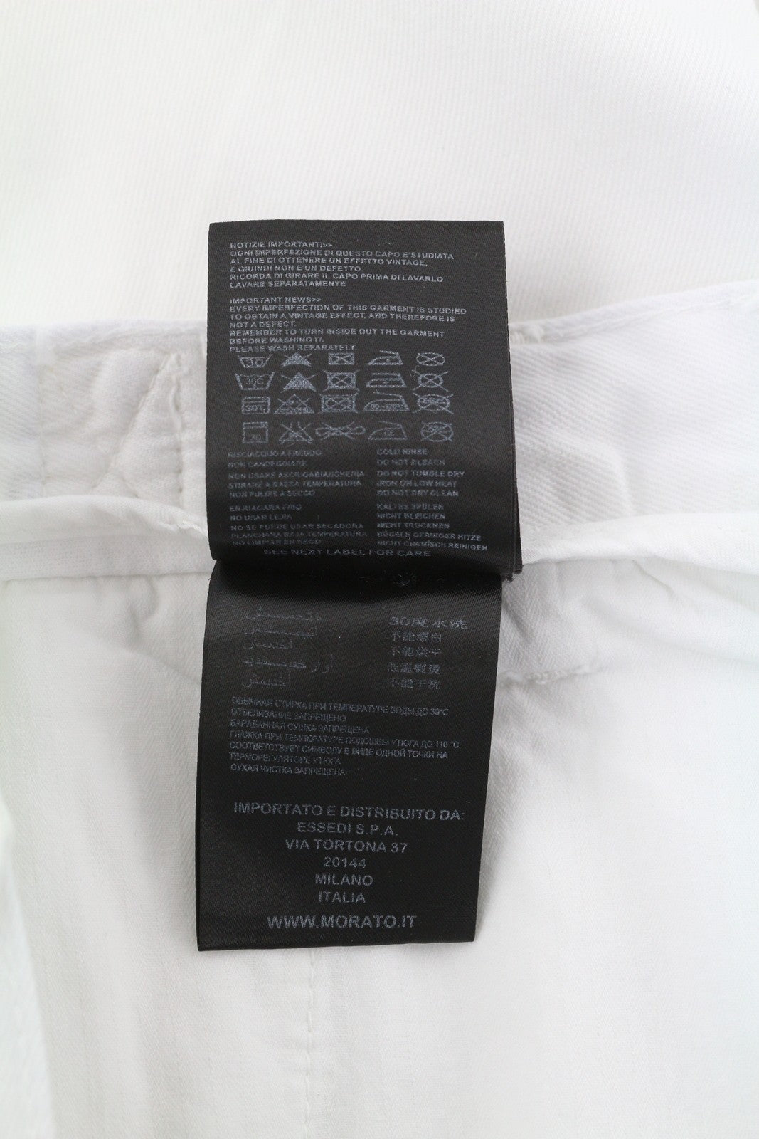 ANTONY MORATO Prince Men Trousers W26 White Linen Blend Loose Fit Button-Fly