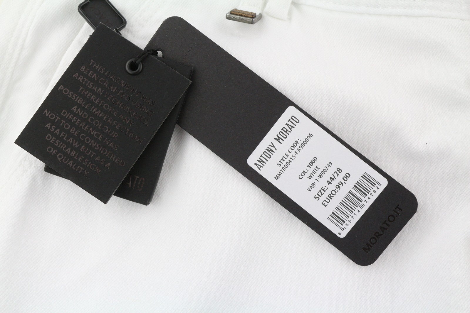 ANTONY MORATO Prince Men Trousers W28 White Linen Blend Loose Fit Button-Fly