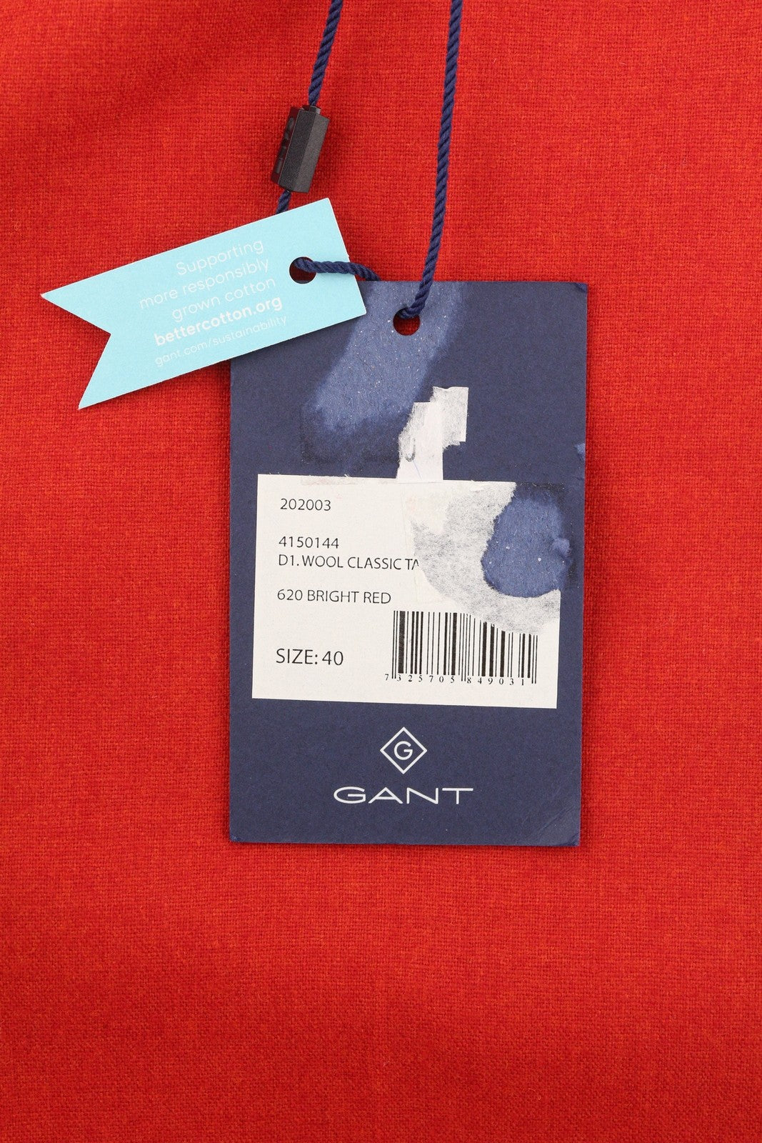 GANT Wool Classic Women Trousers EU40 Red Cropped Ankle Length Tapered Zip Fly