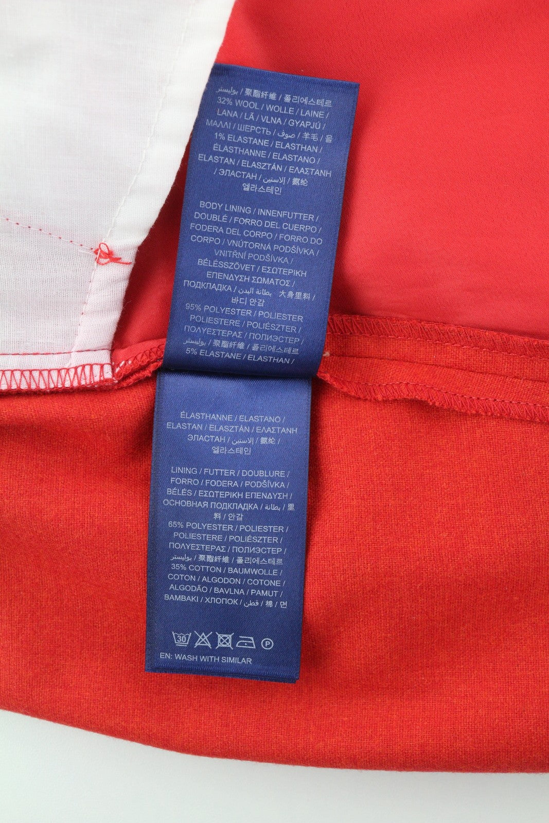 GANT Wool Classic Women Trousers EU40 Red Cropped Ankle Length Tapered Zip Fly