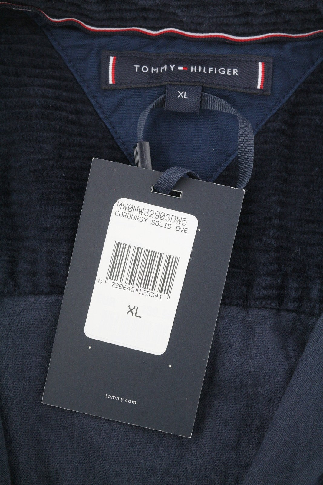 TOMMY HILFIGER Corduroy Solid Overshirt Men Jacket XL Blue Button-Up RRP158