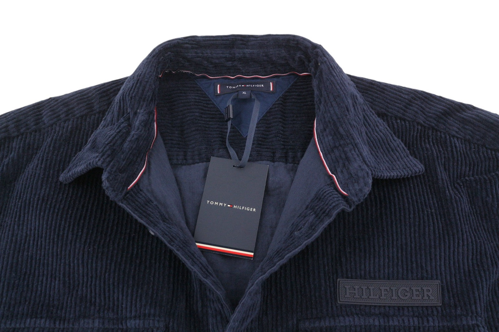 TOMMY HILFIGER Corduroy Solid Overshirt Men Jacket XL Blue Button-Up RRP158