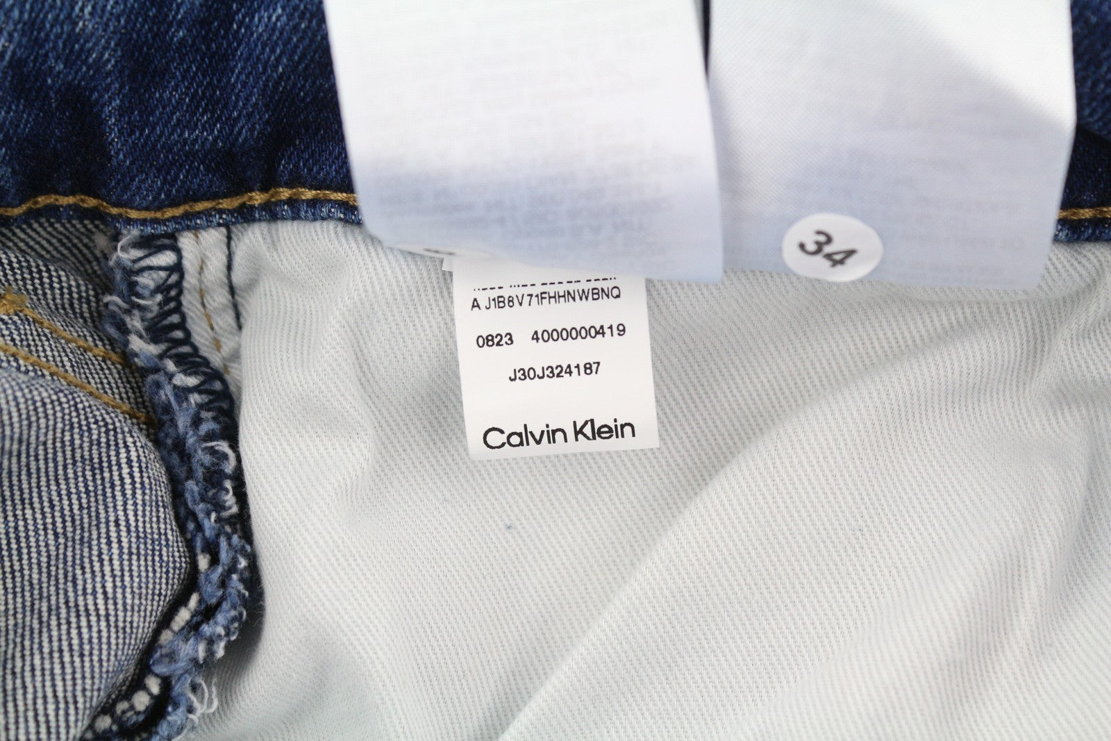 CALVIN KLEIN Dad Men Jeans W30 Blue Faded Cropped Tapered Leg Zip Fly Denim