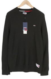 TOMMY HILFIGER Req Structured Men Jumper M Black Knitted Crew Neck Pullover