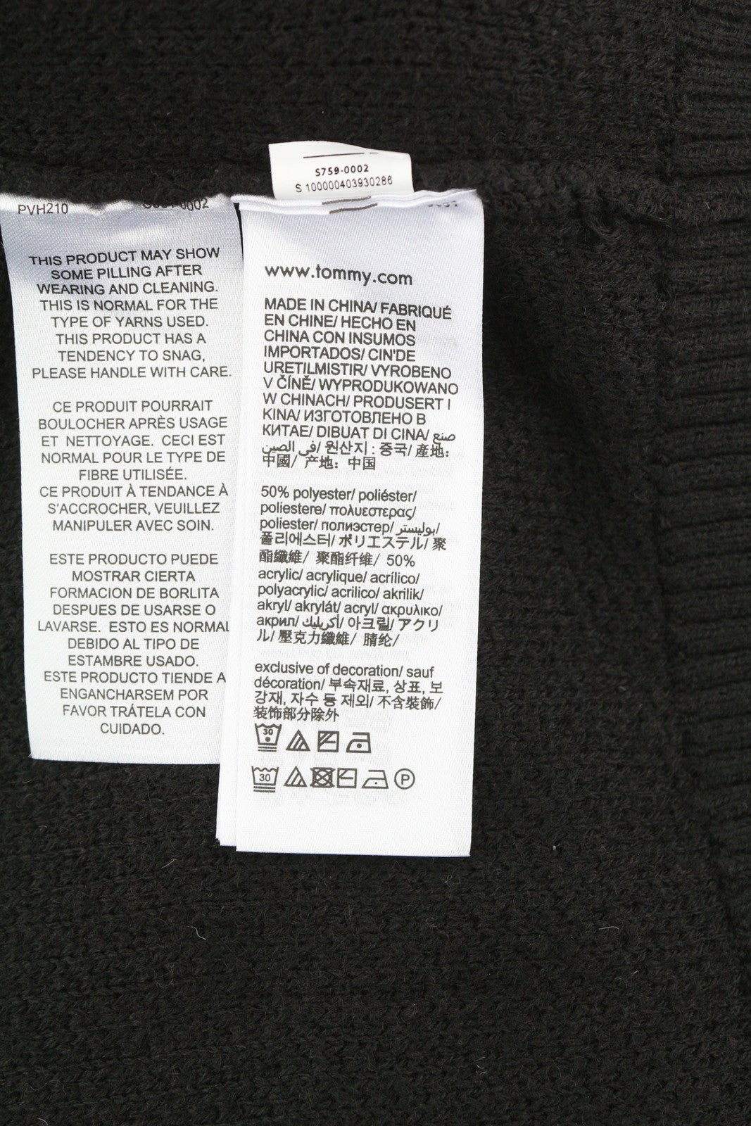 TOMMY HILFIGER Req Structured Men Jumper M Black Knitted Crew Neck Pullover