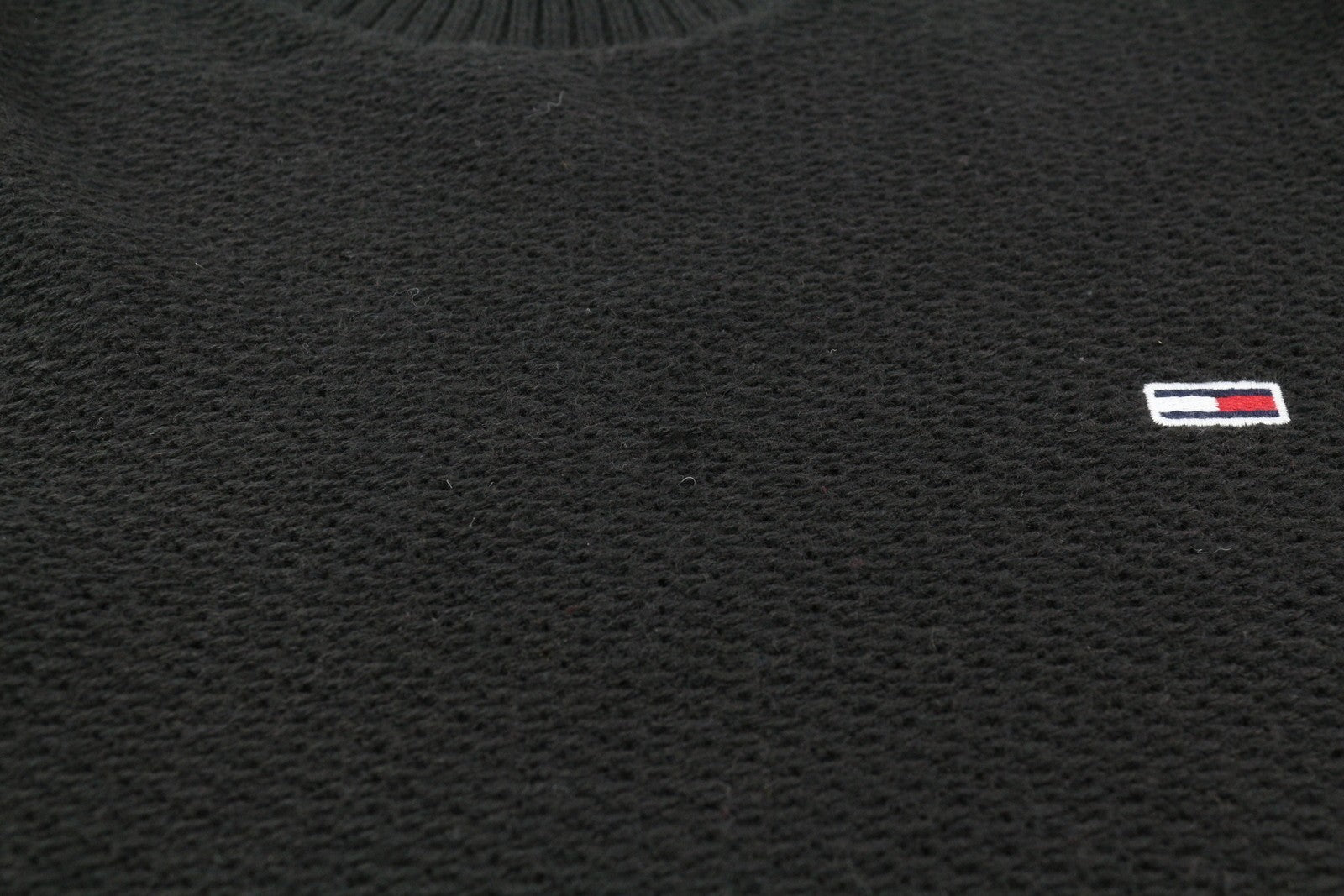 TOMMY HILFIGER Req Structured Men Jumper M Black Knitted Crew Neck Pullover