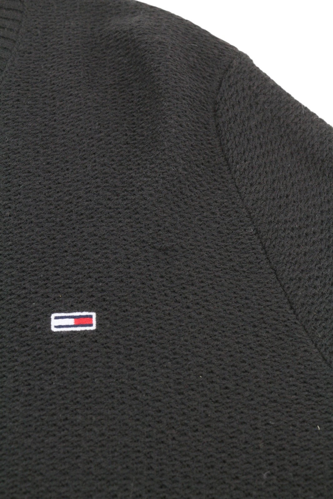 TOMMY HILFIGER Req Structured Men Jumper M Black Knitted Crew Neck Pullover