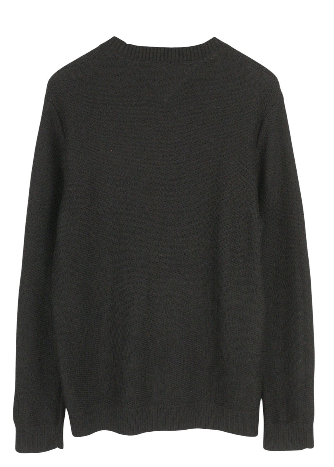 TOMMY HILFIGER Req Structured Men Jumper M Black Knitted Crew Neck Pullover