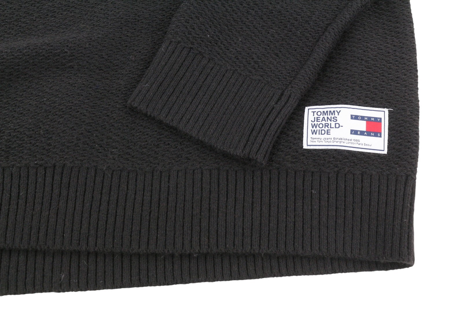 TOMMY HILFIGER Req Structured Men Jumper M Black Knitted Crew Neck Pullover
