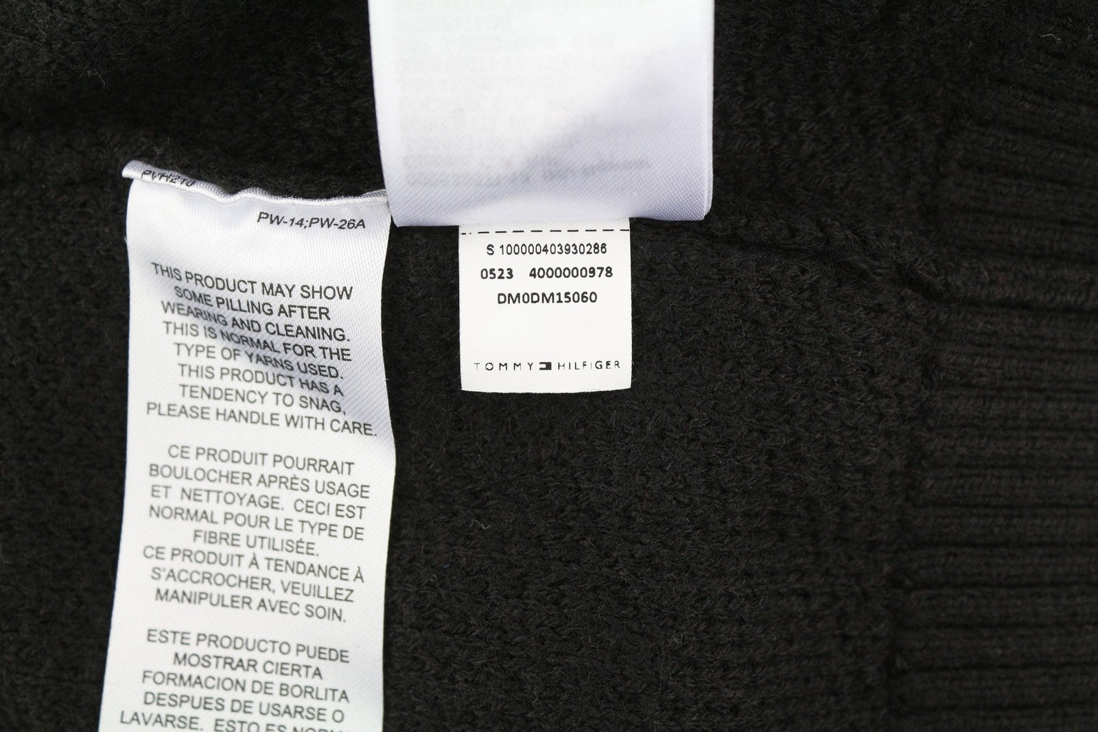 TOMMY HILFIGER Req Structured Men Jumper M Black Knitted Crew Neck Pullover