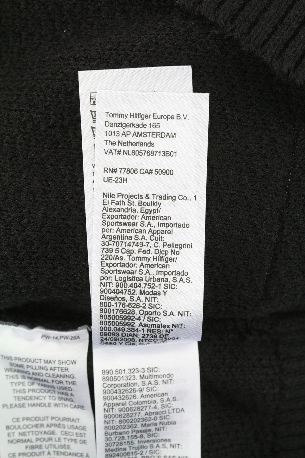 TOMMY HILFIGER Req Structured Men Jumper M Black Knitted Crew Neck Pullover