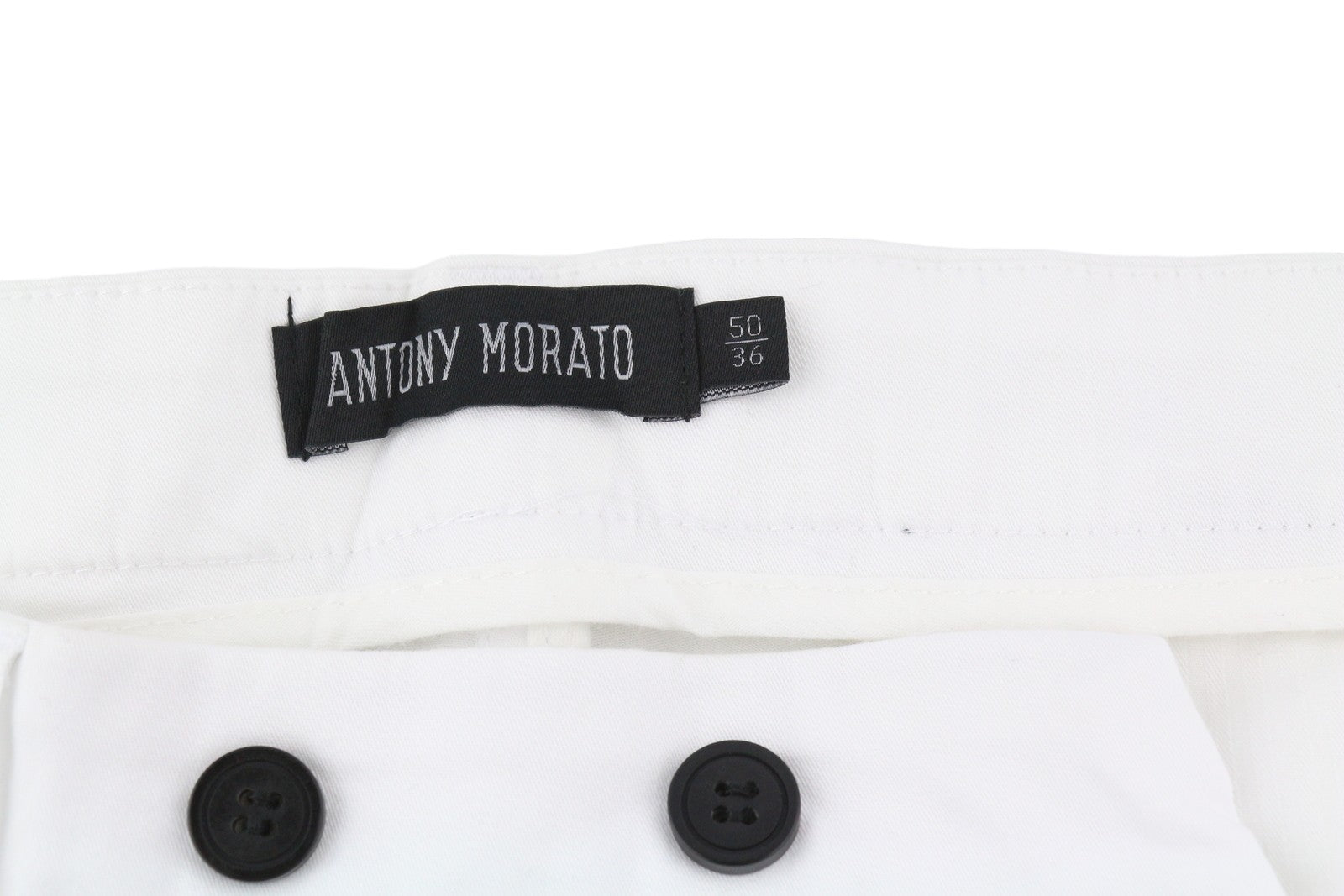 ANTONY MORATO Men Trousers W36 White Chino Slim Fit Flat Front Zip Fly Casual