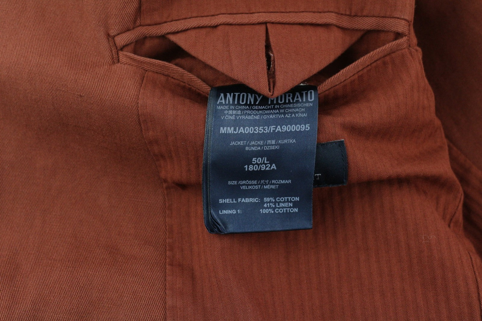 ANTONY MORATO Men Suit L Burgundy Super Slim Fit Linen Blend Notch Casual 2in1